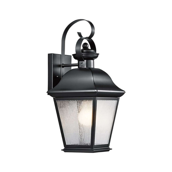 Elstead Mount Vernon Außenwandleuchte E27 IP44 Schwarz Alu Blasenglas 43cm