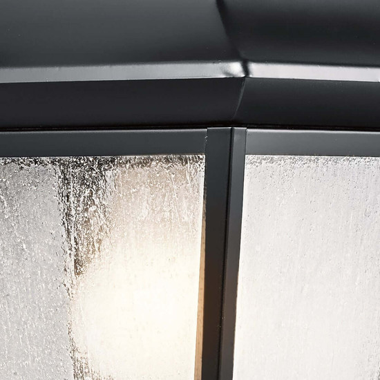 Elstead Mount Vernon Außenwandleuchte E27 IP44 Schwarz Alu Blasenglas 43cm