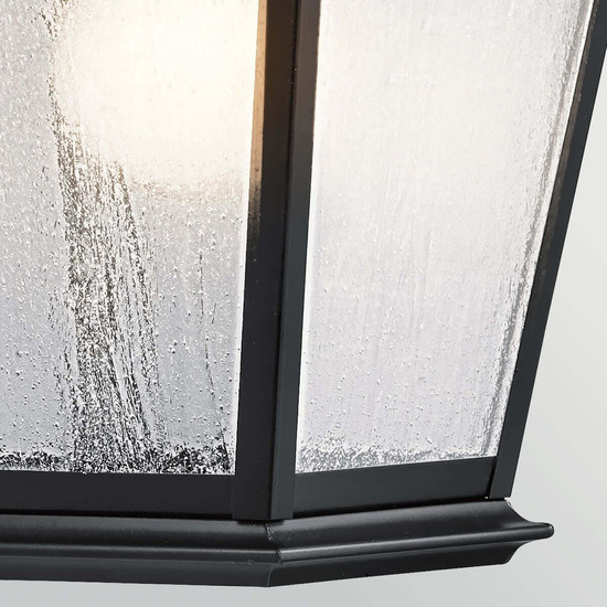 Elstead Mount Vernon Außenwandleuchte E27 IP44 Schwarz Alu Blasenglas 43cm