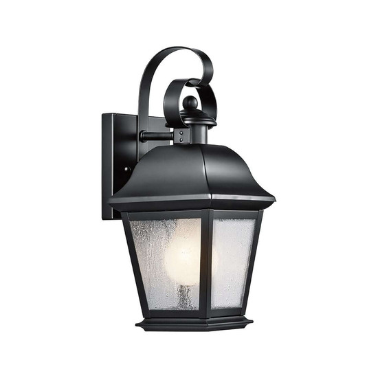 Elstead Mount Vernon Außenwandleuchte E27 IP44 Schwarz Alu Blasenglas 32cm