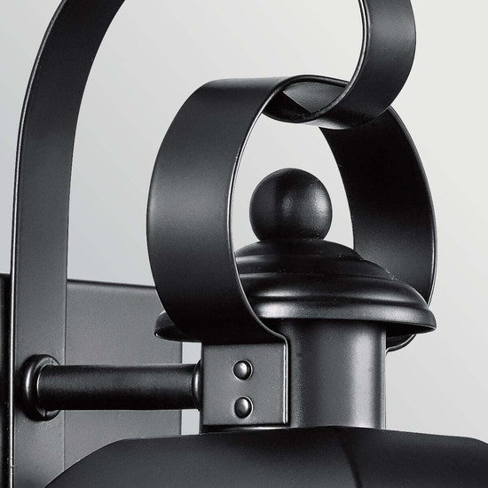 Elstead Mount Vernon Außenwandleuchte E27 IP44 Schwarz Alu Blasenglas 32cm