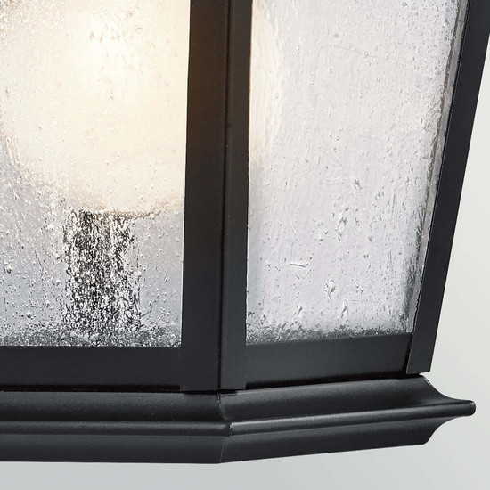 Elstead Mount Vernon Außenwandleuchte E27 IP44 Schwarz Alu Blasenglas 32cm