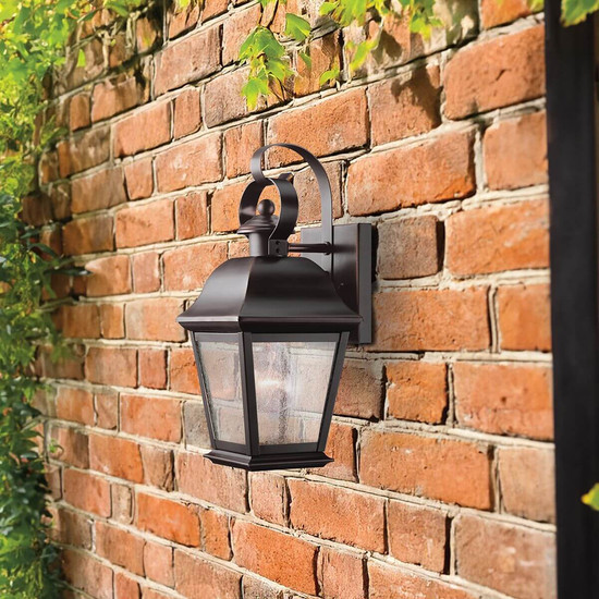 Elstead Mount Vernon Außenwandleuchte E27 IP44 Altbronze Alu Blasenglas 32cm