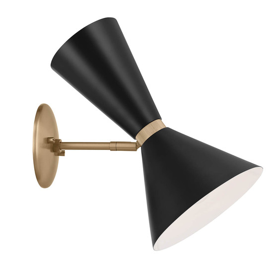 Elstead Phix Wandleuchte E27 2-fach Schwarz und Champagnerbronze Schwarz