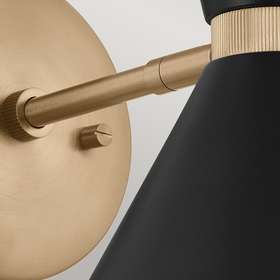 Elstead Phix Wandleuchte E27 2-fach Schwarz und Champagnerbronze Schwarz