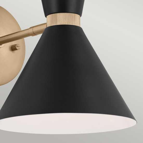 Elstead Phix Wandleuchte E27 2-fach Schwarz und Champagnerbronze Schwarz