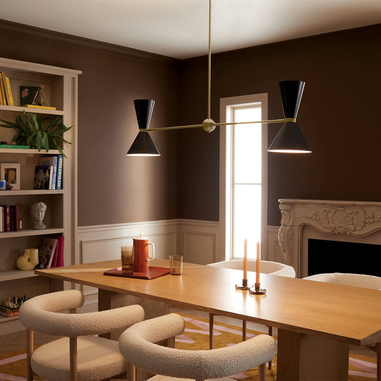 Elstead Phix Pendelleuchte E27 4-fach Schwarz und Champagnerbronze Schwarz