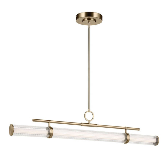 Elstead Riven LED Pendelleuchte dimmbar warmweiss 48W Champagnerbronze Stahl Riffelglas 122cm