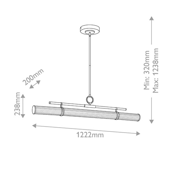 Elstead Riven LED Pendelleuchte dimmbar warmweiss 48W Champagnerbronze Stahl Riffelglas 122cm