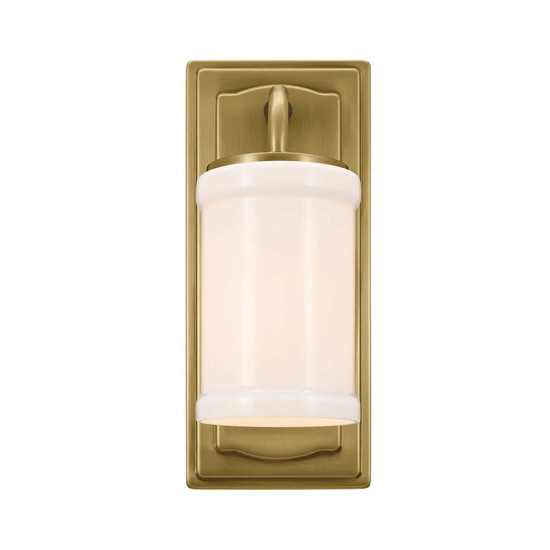Elstead Vetivene LED Bad-Wandleuchte G9 IP44 Naturmessing Stahl Opalglas 31cm