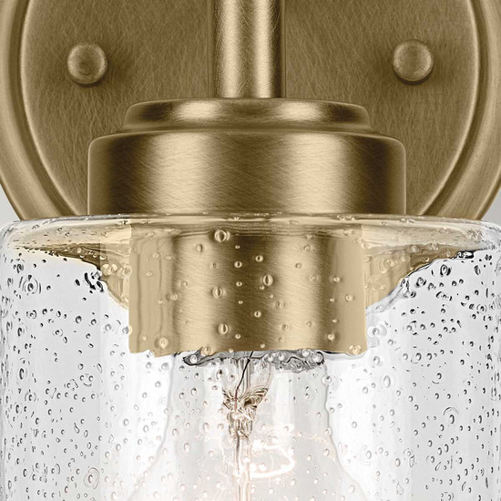 Elstead Winslow Wandleuchte E27 Naturmessing Glas mit Luftbläschen