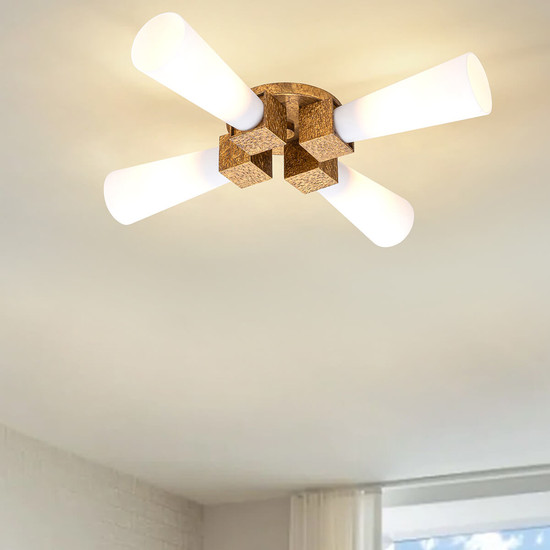 Elstead Kristy Deckenleuchte E27 4-fach Gebeiztes Gold Opal