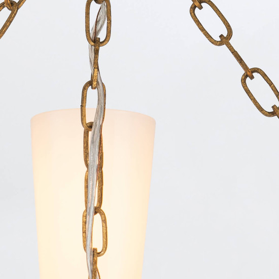 Elstead Kristy Kronleuchter E27 3-fach Gebeiztes Gold Opal