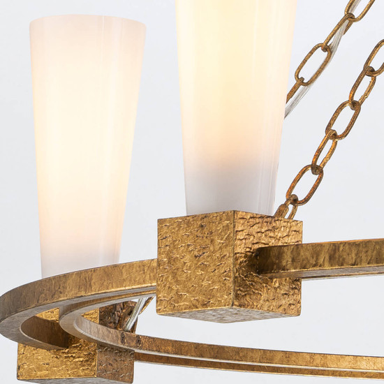 Elstead Kristy Kronleuchter E27 5-fach Gebeiztes Gold Opal