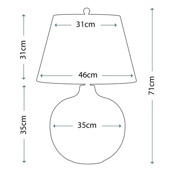 Elstead Laguna Tischleuchte E27 71cm Türkis und Graphitglasur Weiß, Made in UK