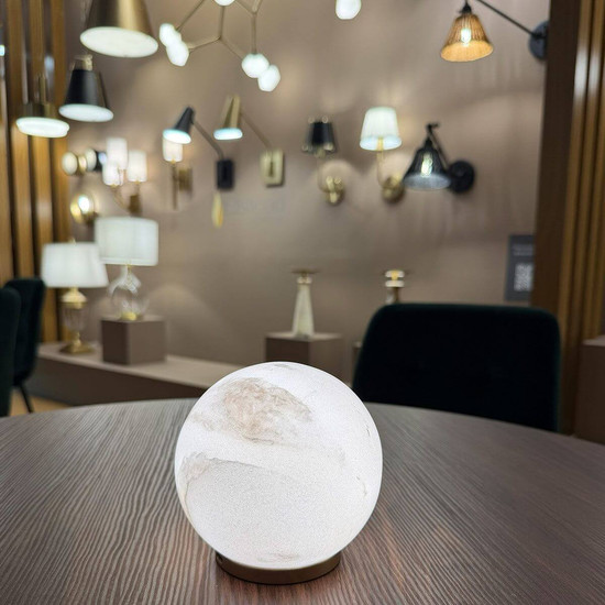 Elstead Luna LED Akku-Tischleuchte dimmbar warmweiss 2,2W 90Ra Weiß-Gold Marmor Zink 12cm