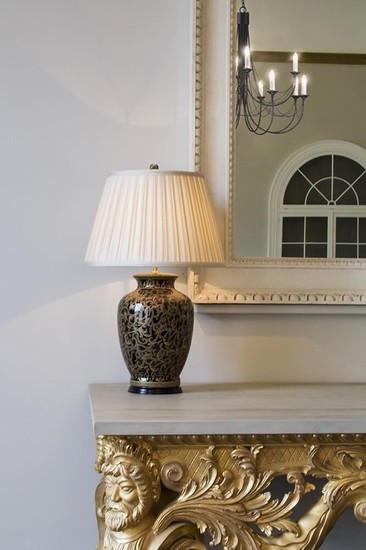 Elstead Morris Tischleuchte E27 73cm Gold und Schwarz Creme, Made in UK