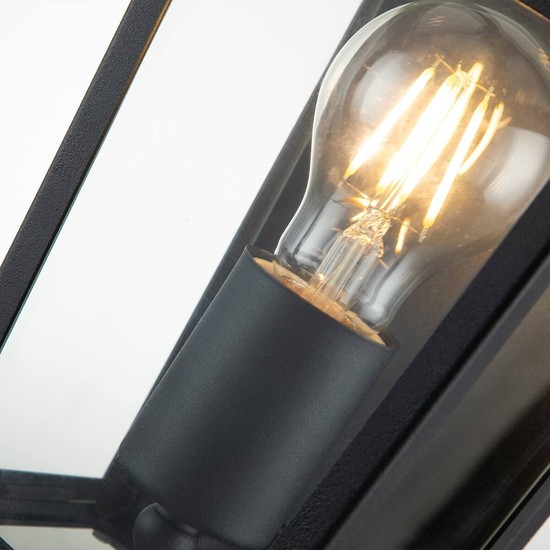 Elstead Alford Place Außen-Außenwandleuchte E27 Museum Schwarz Klar IP44