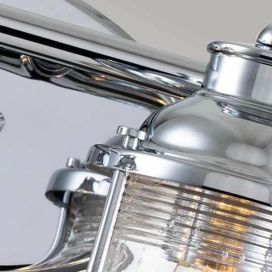 Elstead Ashland Bay Wandleuchte E27 2-fach Poliertes Chrom Klar gerippt IP44