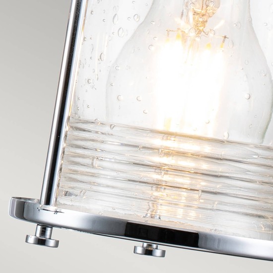 Elstead Ashland Bay Wandleuchte E27 3-fach Poliertes Chrom Klar gerippt IP44