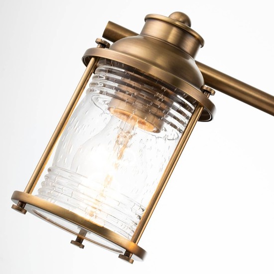 Elstead Ashland Bay Wandleuchte E27 4-fach Naturmessing Klar gerippt IP44