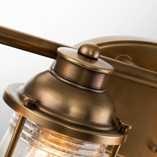 Elstead Ashland Bay Wandleuchte E27 4-fach Naturmessing Klar gerippt IP44