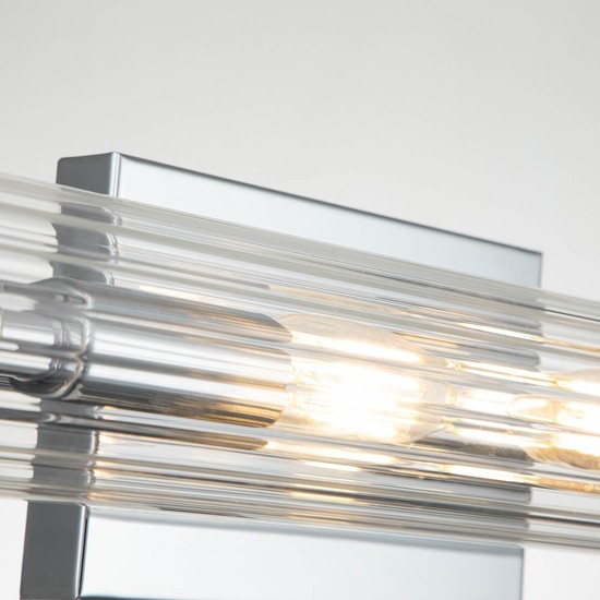 Elstead Azores Wandleuchte E14 4-fach Poliertes Chrom Klar geriffelt IP44