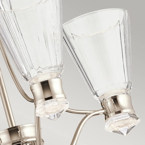 Elstead Kayva LED Kronleuchter 51cm Poliertes Nickel Klar facettiert IP44