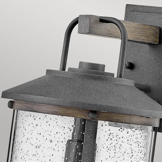 Elstead Lakehouse Außen-Außenwandleuchte E27 44cm Gealtertes und Driftwood Grey Klar mit Luftbläschen IP44