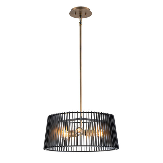 Elstead Linara Pendelleuchte E27 Schwarz und Naturmessing