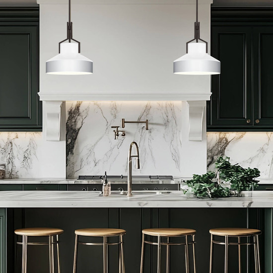 Elstead Brecken Pendelleuchte E27 2-fach Gealterte Bronze und Schirm in Alabasteroptik Opalglas