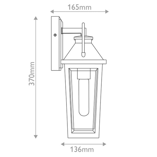 Elstead Buckley Außenwandleuchte E27 mattschwarz und Messing Akzente Glas klar IP44 schmal Anti-Meerwasser