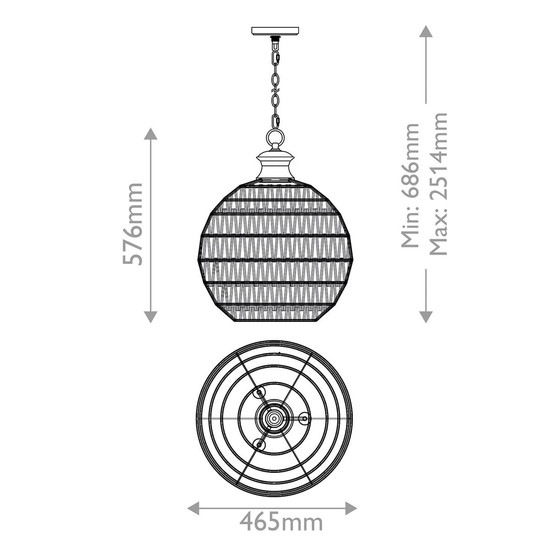 Elstead Casablanca Pendelleuchte E27 3-fach Palladianische Bronze Papierseil naturfarben