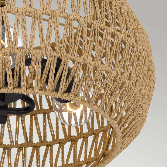 Elstead Casablanca Deckenleuchte E27 3-fach Palladianische Bronze Papierseil naturfarben