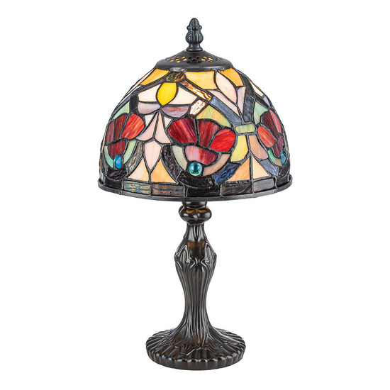 Elstead Larissa Tiffanyglas Tischleuchte E14 Vintage-Bronze Stahl 37cm