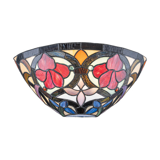 Elstead Larissa Tiffanyglas Wandleuchte 2-flammig E14 Vintage-Bronze Stahl 20cm
