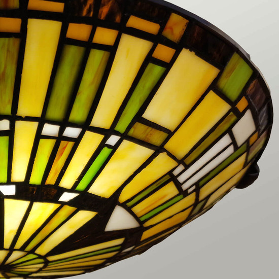 Elstead Reed Deckenleuchte E27 2-fach Valiant Bronze und Kunstglas-Schirm Kunstglas