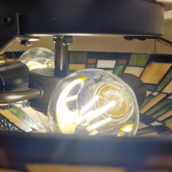 Elstead Reed Deckenleuchte E27 2-fach Valiant Bronze und Kunstglas-Schirm Kunstglas