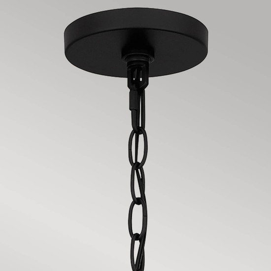 Elstead Teton Pendelleuchte E27 5-fach Mattes Schwarz Stahl, naturfarben