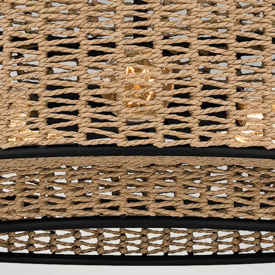 Elstead Teton Pendelleuchte E27 5-fach Mattes Schwarz Stahl, naturfarben