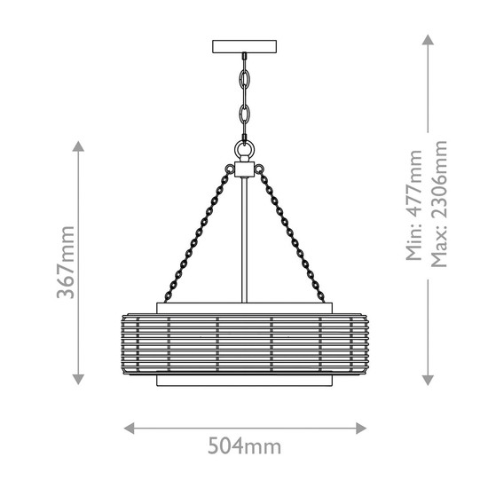 Elstead Waylon Pendelleuchte E27 4-fach Antik-Weiß Papierseil naturfarben