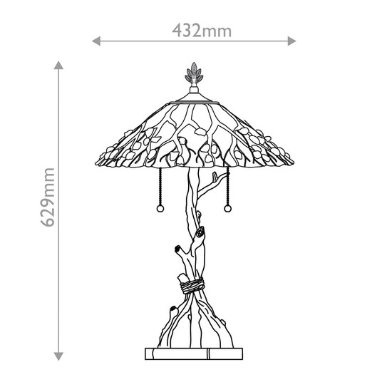 Elstead Whispering Tischlampe E27 2-fach Valiant Bronze und Kunstglas-Schirm Tiffanyglas cremeweiß