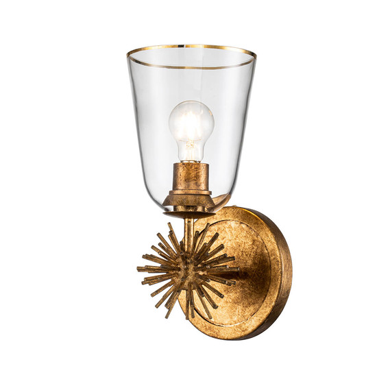 Elstead Staring Wandleuchte E27 Gebeiztes Gold Klar