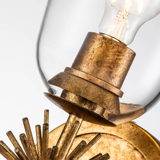 Elstead Staring Wandleuchte E27 Gebeiztes Gold Klar