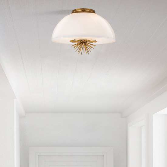 Elstead Staring Pendelleuchte E14 3-fach Gebeiztes Gold Opal