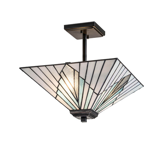 Elstead Alderley Pendelleuchte E27 2-fach Vintage-Bronze Tiffanyglas