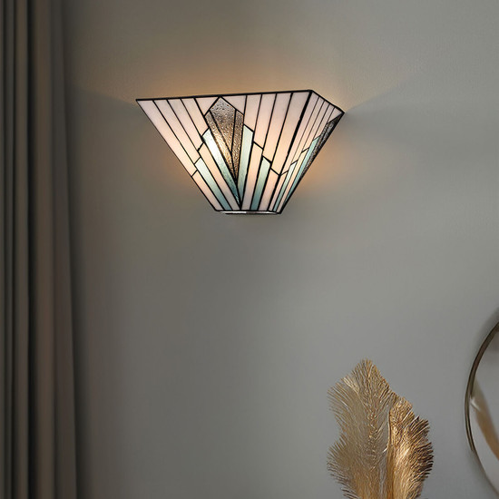 Elstead Alderley Wandleuchte E14 2-fach Vintage-Bronze Tiffanyglas