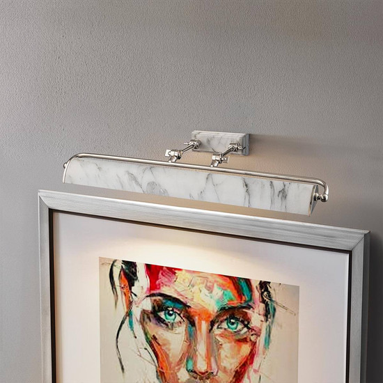 Elstead Winchfield Bilderleuchte E14 4-fach Poliertes Nickel & Weißer Marmoreffekt Nickel poliert und weiße Marmor Optik