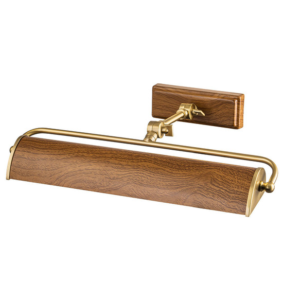 Elstead Winchfield Bilderleuchte E14 2-fach Antik-Messing und Eiche-Effekt Messing Antik und Eicheoptik