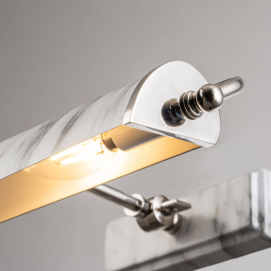 Elstead Winchfield Bilderleuchte E14 2-fach Poliertes Nickel & Weißer Marmoreffekt Nickel poliert und weiße Marmor Optik